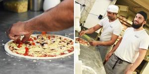 Assad Sohil (a sinistra) lavora come pizzaiolo in Italia da otto anni.  Ora scatta per i Norahmer, mentre insegna arte ai fratelli Karimi. 